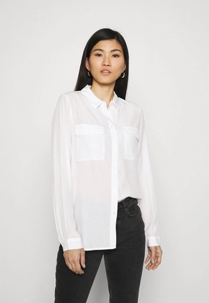 Chemise ANNA FIELD Anna Field Basic Blouse With Front Pockets Blanche Femme | ZRE-4867399